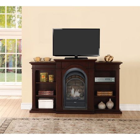 Duluth Forge Dual Fuel Ventless Gas Fireplace With Bookshelves - 15,000 Btu FS150T-CBS